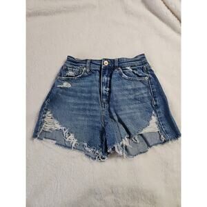 American Eagle Women's Shorts Size 00 Distressed Medium Wash High Rise Great